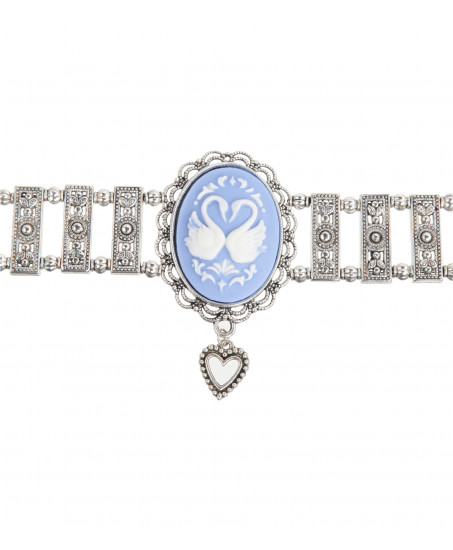 Kropfkette in Blau mit Schwan