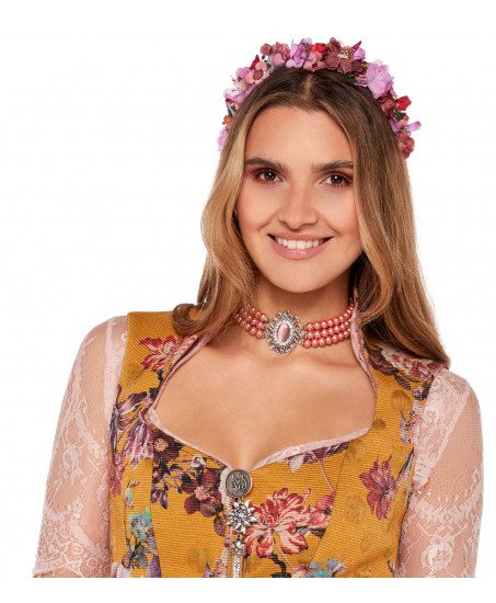 Perlenkette in Pink mit Stein