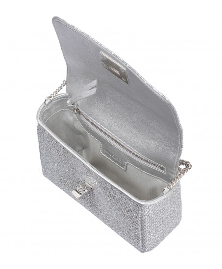 Schultertasche mit silbernem Glitter