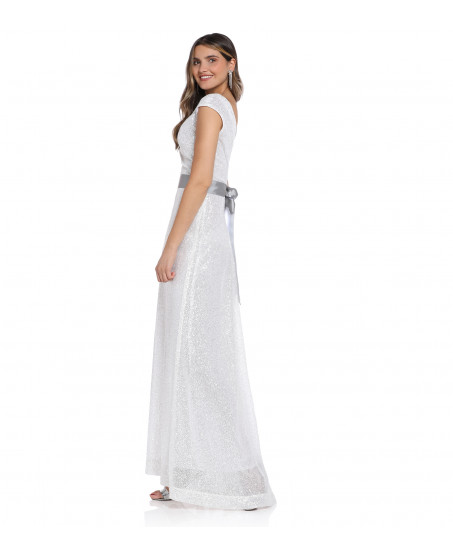 Schleifenkleid in Weiß-Silber