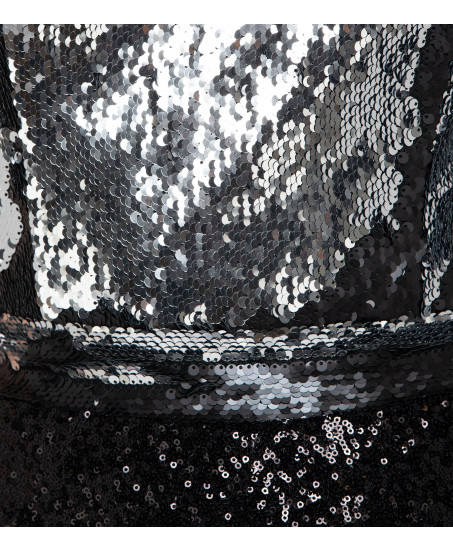 One-Shoulder Jumpsuit in Schwarz-Silber