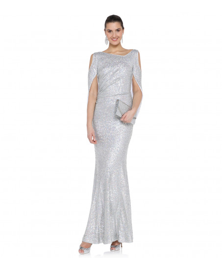 Paillettenkleid mit Cut-Outs in Holo-Silber