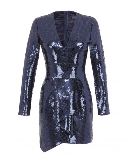 Cocktailkleid mit asymmetrischem Rock in Blau