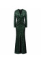 Paillettenkleid in Grün mit Raffung