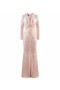 Roséfarbenes Paillettenkleid mit tiefem V-Ausschnitt