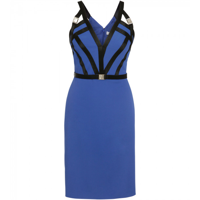 Royalblaues Trägerkleid aus Stretch