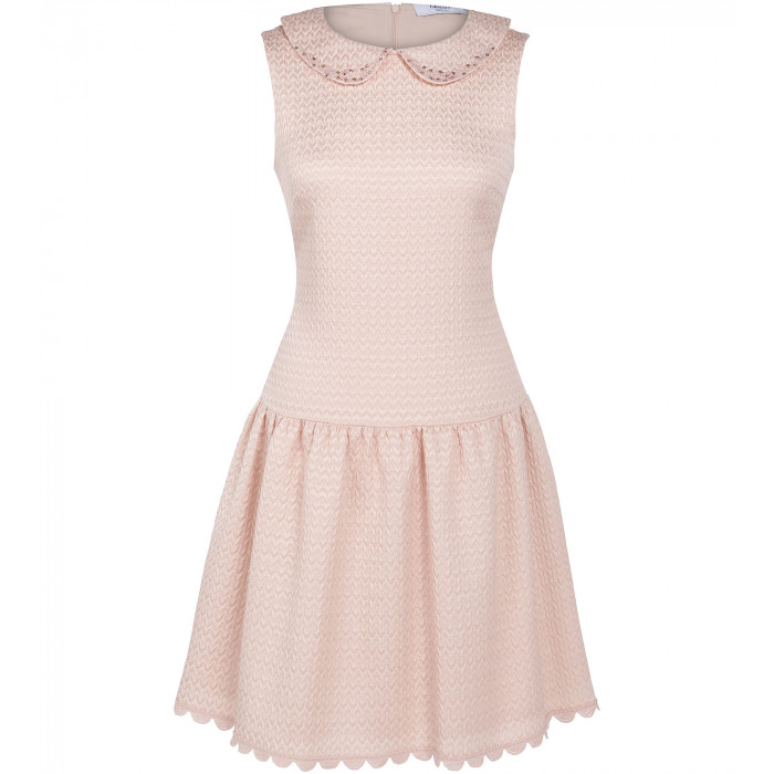 Bouclé Kleid mit besticktem Bubikragen