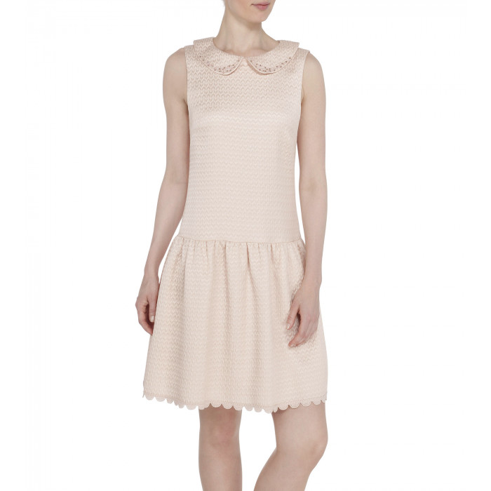 Bouclé Kleid mit besticktem Bubikragen