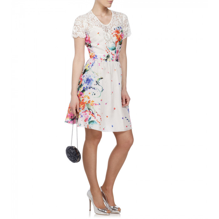Seidenkleid mit Blumenaufdruck