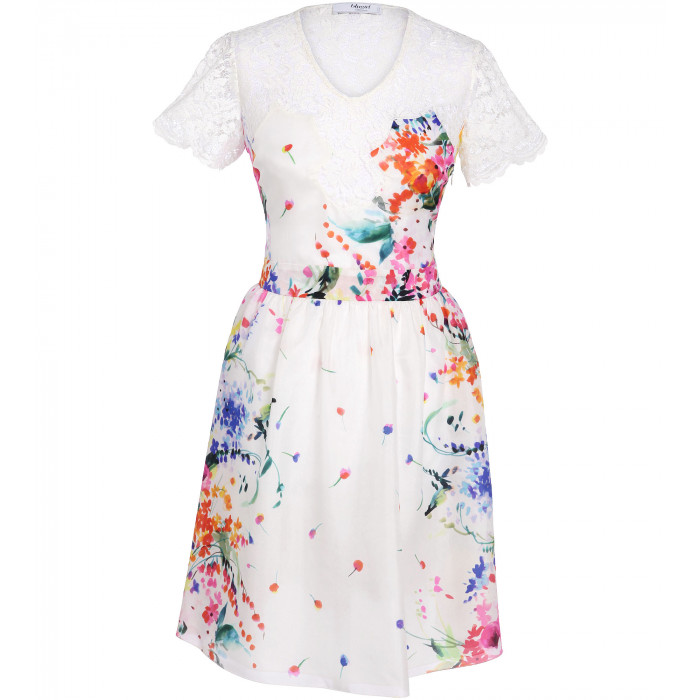 Seidenkleid mit Blumenaufdruck