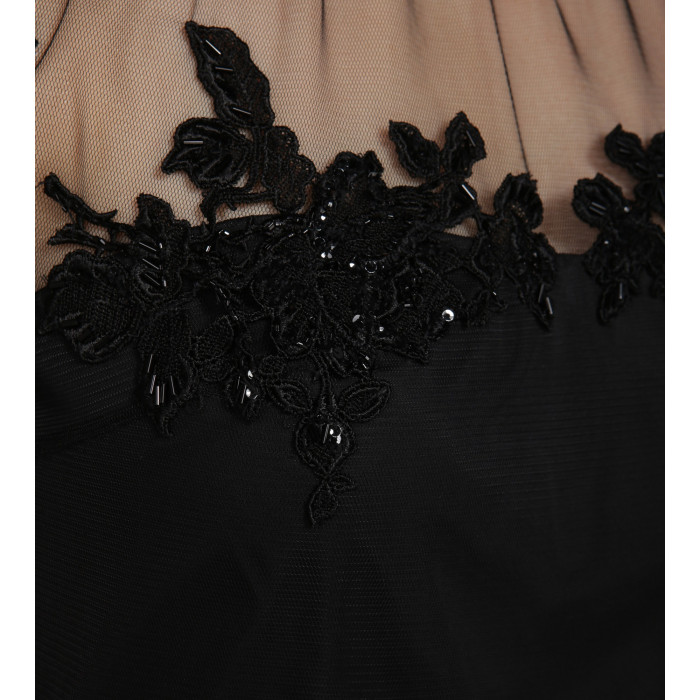 Edles Spitzen-Abendkleid in schwarz mit Bestickung