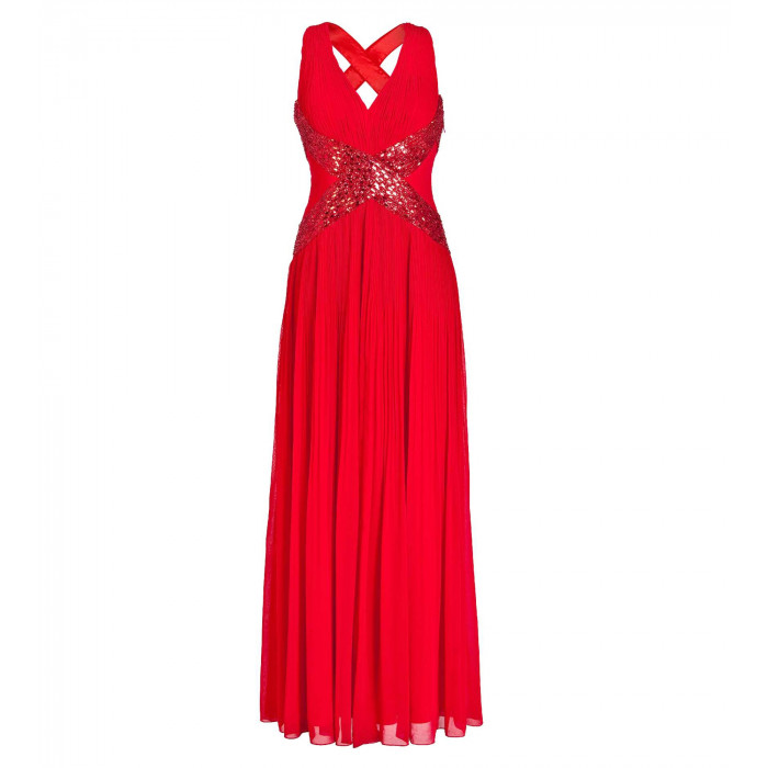 Abendkleid mit Applikation in Rot