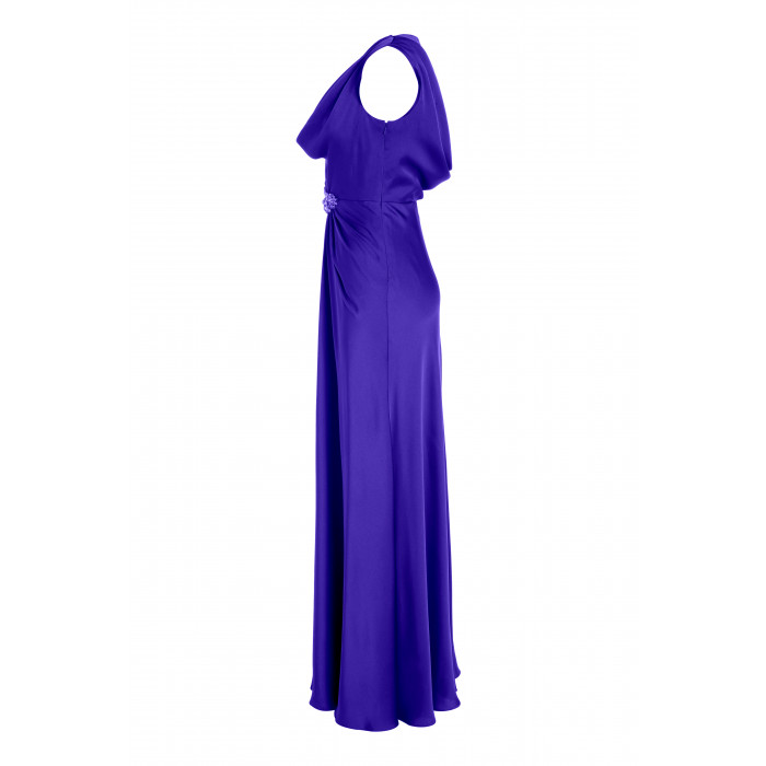 Robe mit transparentem Rückendekolleté in Blau
