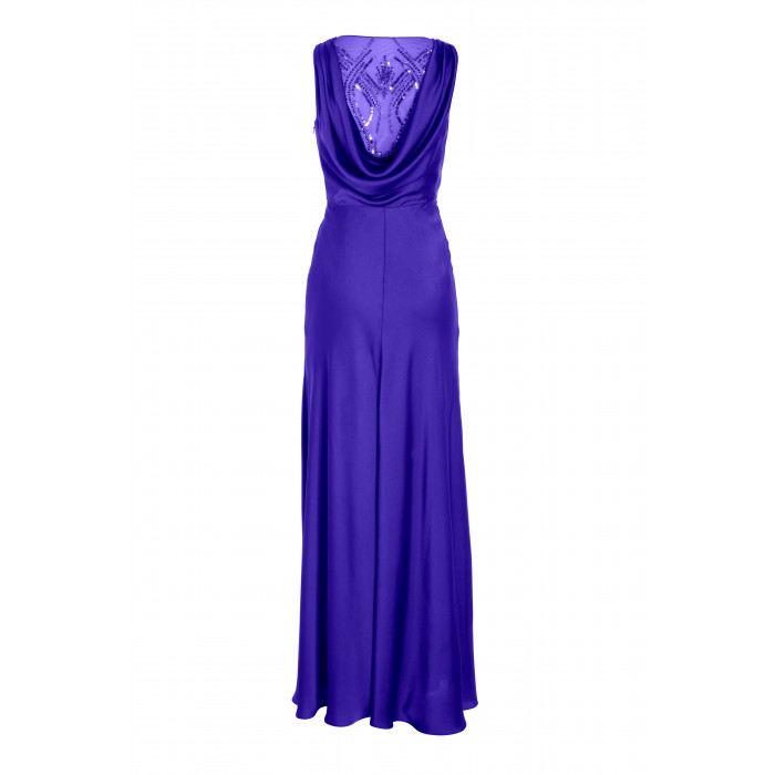 Robe mit transparentem Rückendekolleté in Blau