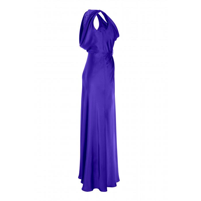 Robe mit transparentem Rückendekolleté in Blau