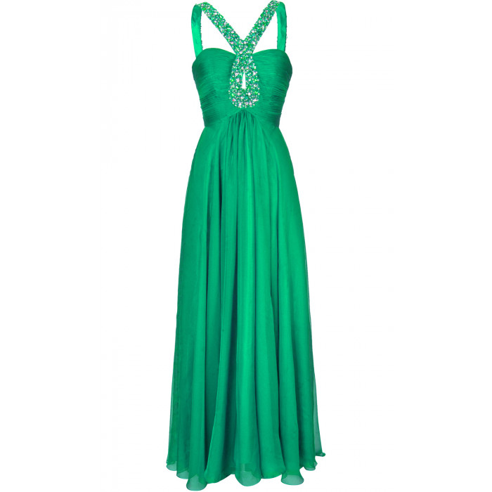 Orientalisches Maxikleid mit Stickerei in Grün 