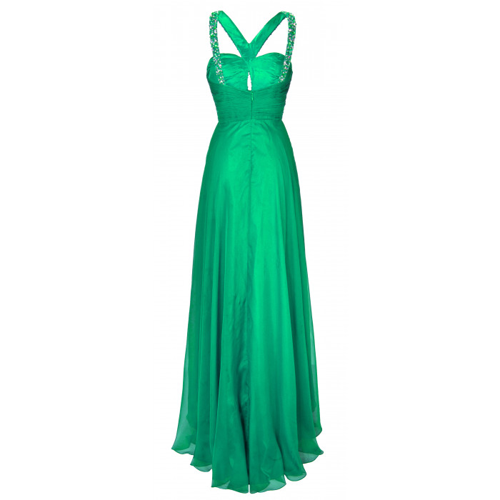 Orientalisches Maxikleid mit Stickerei in Grün 