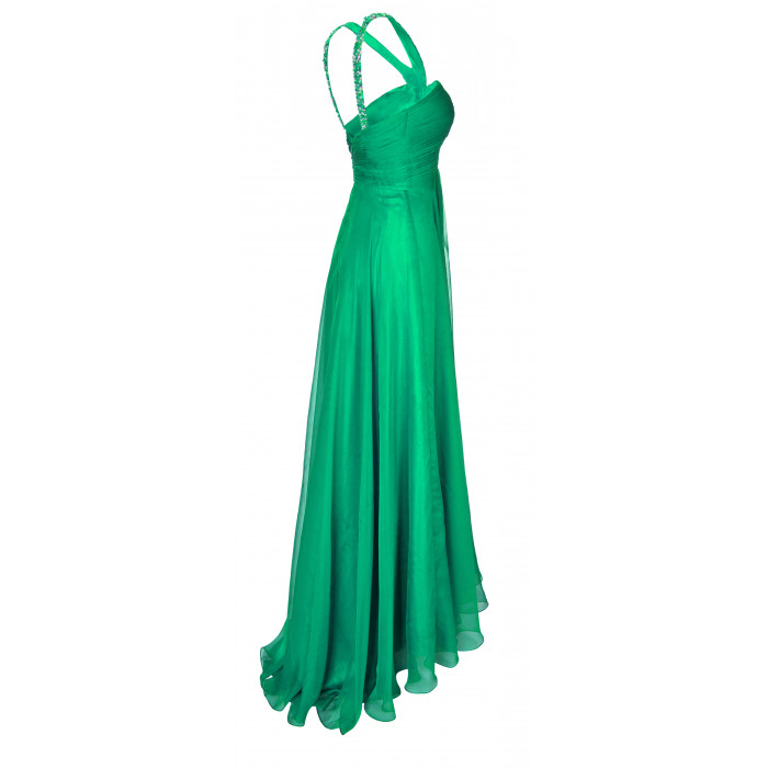 Orientalisches Maxikleid mit Stickerei in Grün 