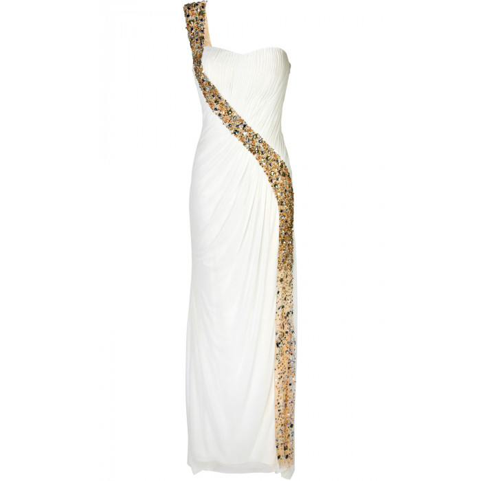 Asymmetrische Abendrobe in Weiss