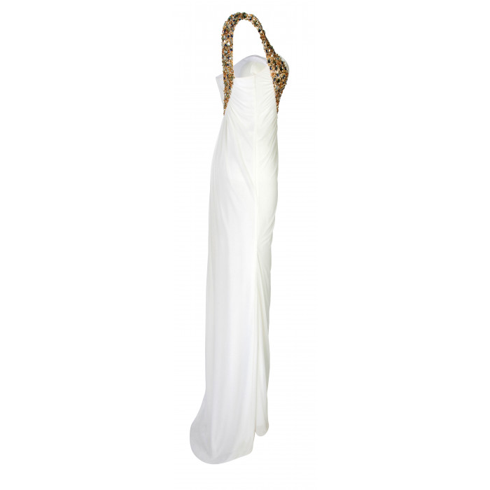 Asymmetrische Abendrobe in Weiss