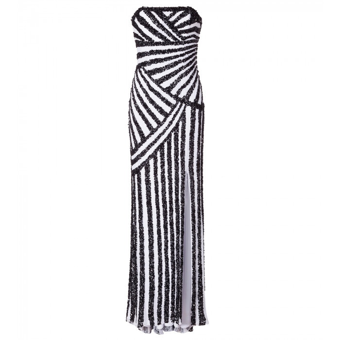 Bustierkleid mit Pailletten in Schwarz-Weiss