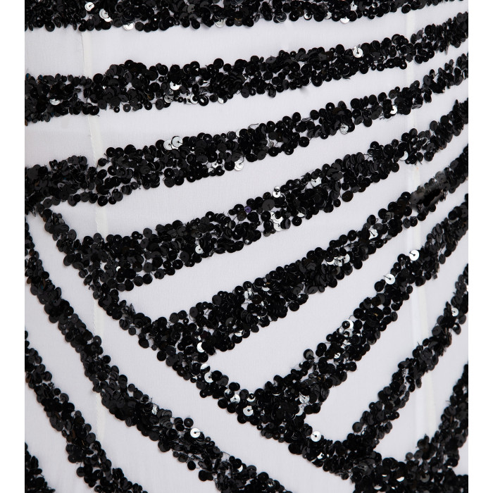 Bustierkleid mit Pailletten in Schwarz-Weiss