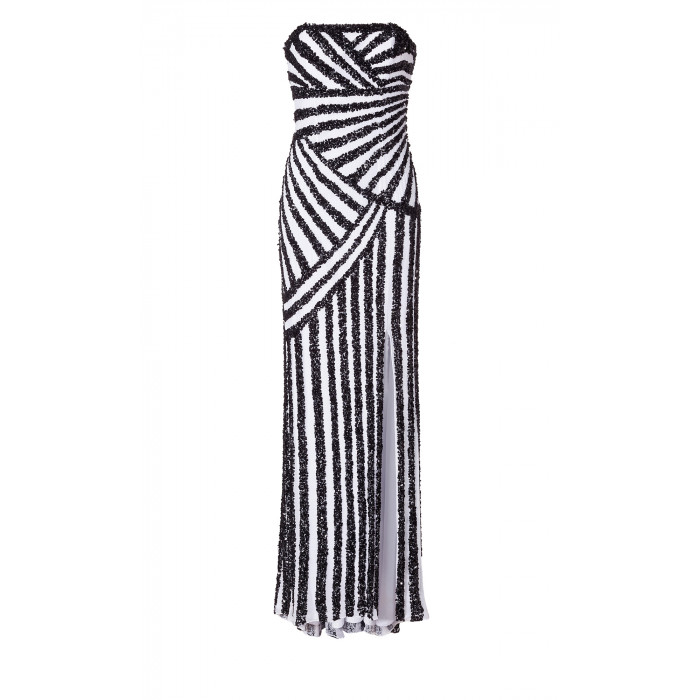 Bustierkleid mit Pailletten in Schwarz-Weiss