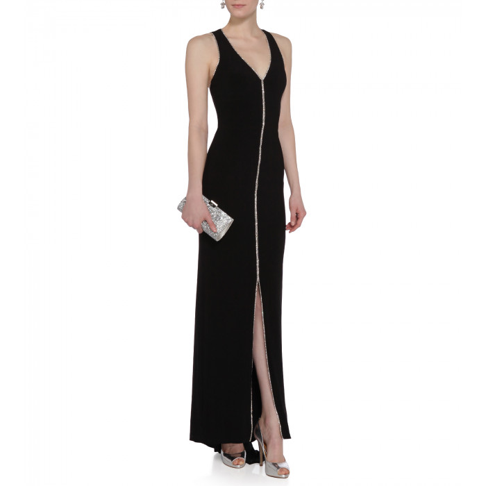 Kleid mit Swarovski-Applikation in Schwarz