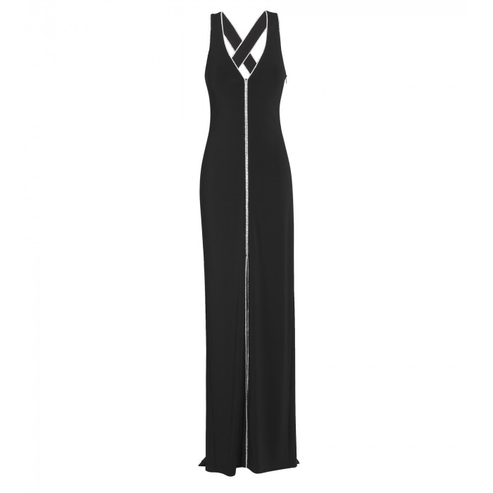 Kleid mit Swarovski-Applikation in Schwarz