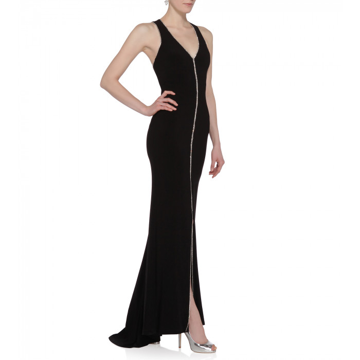 Kleid mit Swarovski-Applikation in Schwarz