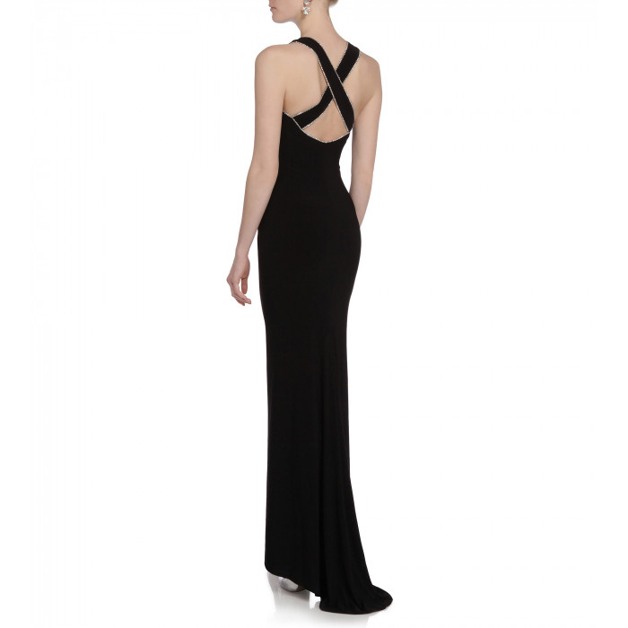Kleid mit Swarovski-Applikation in Schwarz
