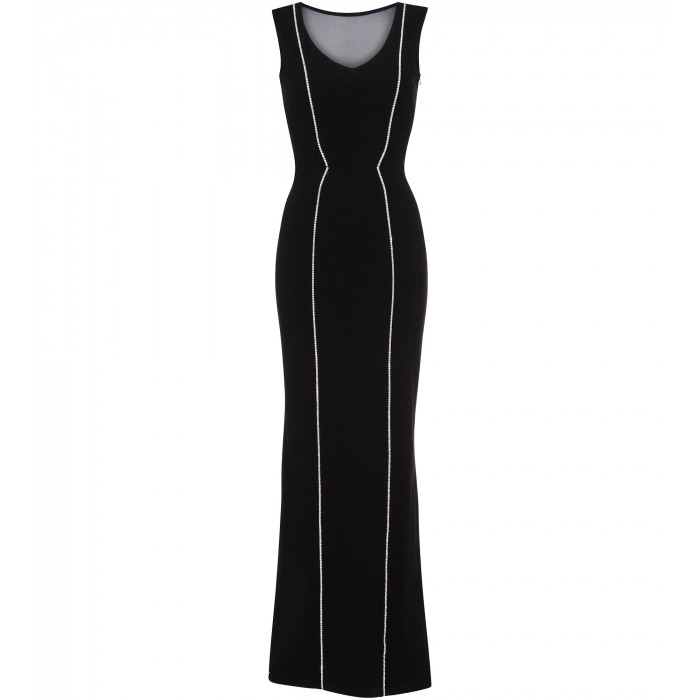 Robe mit transparentem Rückendekolleté in Schwarz
