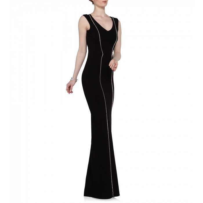Robe mit transparentem Rückendekolleté in Schwarz
