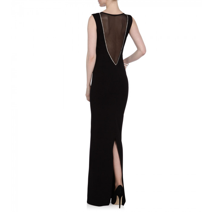 Robe mit transparentem Rückendekolleté in Schwarz