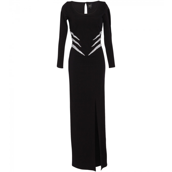 Abendrobe mit Applikation in Schwarz