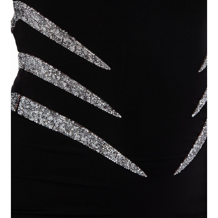 Abendrobe mit Applikation in Schwarz