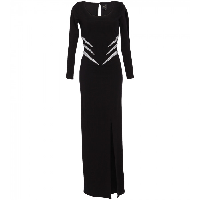 Abendrobe mit Applikation in Schwarz