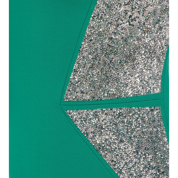 Robe mit edlen Swarovski Applikationen in Grün 