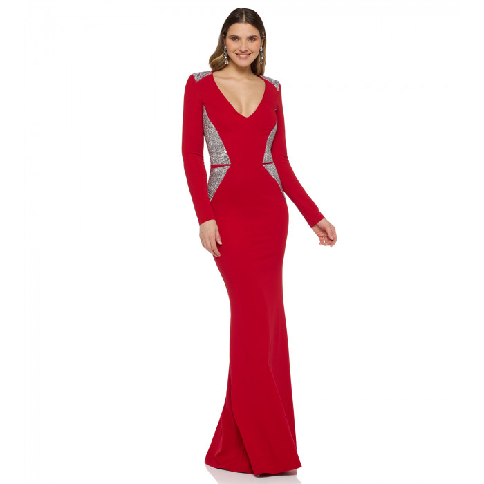 Robe mit edlen Swarovski Applikationen in Rot 