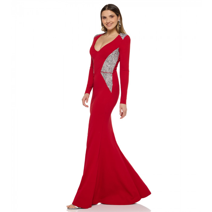Robe mit edlen Swarovski Applikationen in Rot 