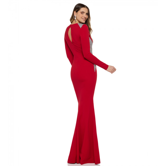 Robe mit edlen Swarovski Applikationen in Rot 