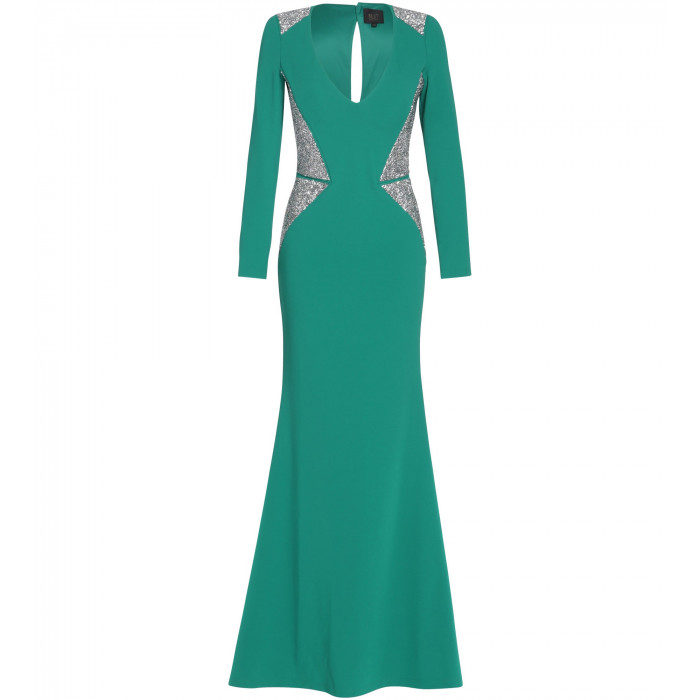 Robe mit edlen Swarovski Applikationen in Grün 