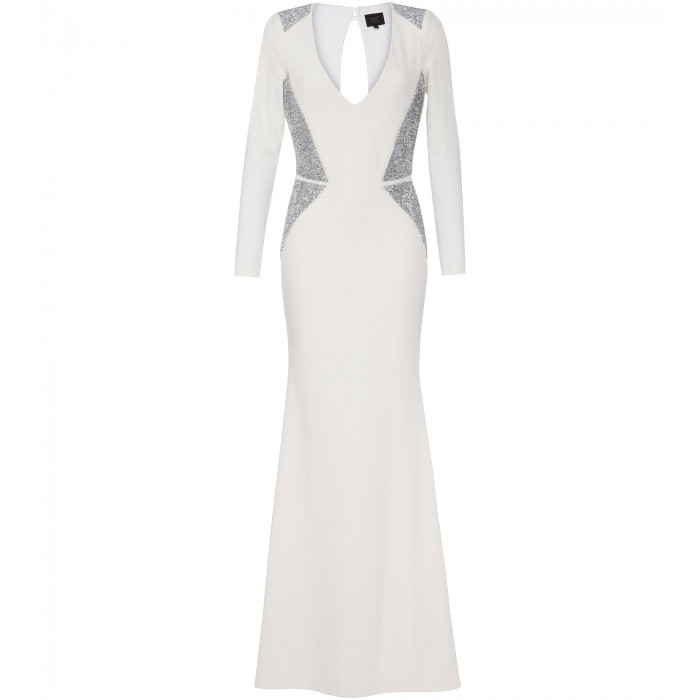 Robe mit edlen Swarovski Applikationen in Weiss 