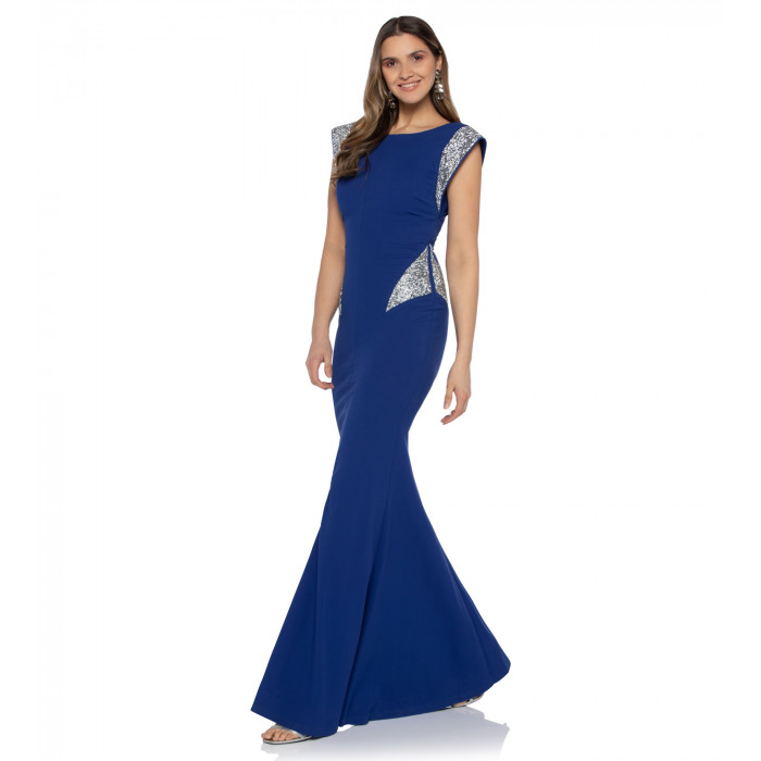  Kleid in Royalblau mit Crystal-Rocks