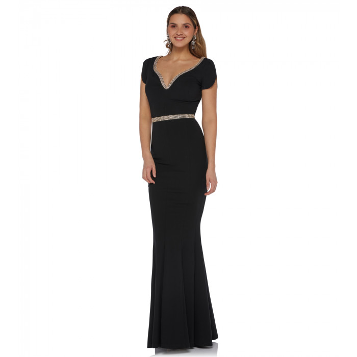 Robe in Schwarz mit Swarovski Bestickung