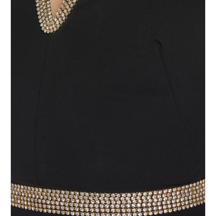 Robe in Schwarz mit Swarovski Bestickung