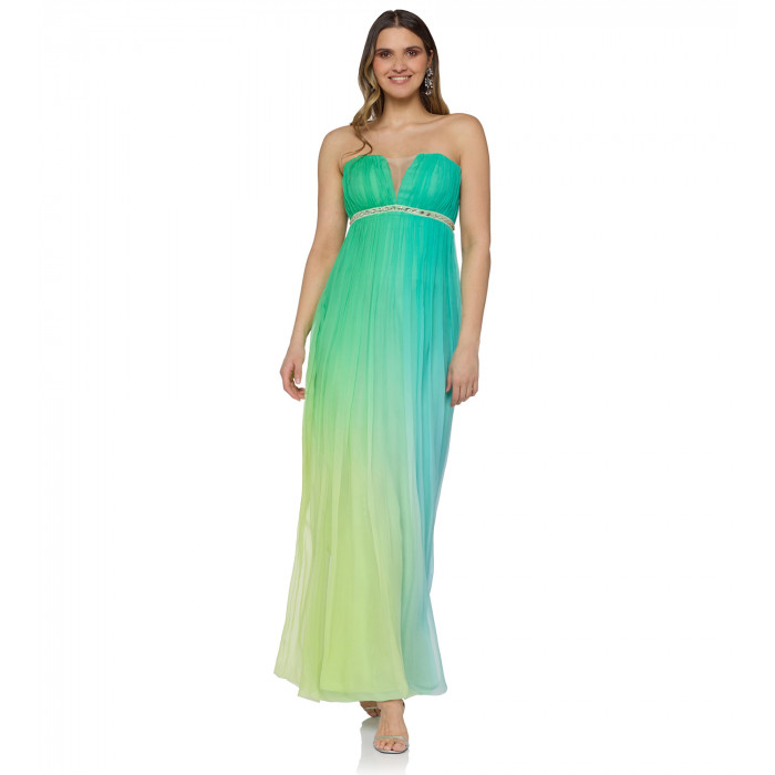Bustier-Maxikleid aus Seide mit Farbverlauf in Grün