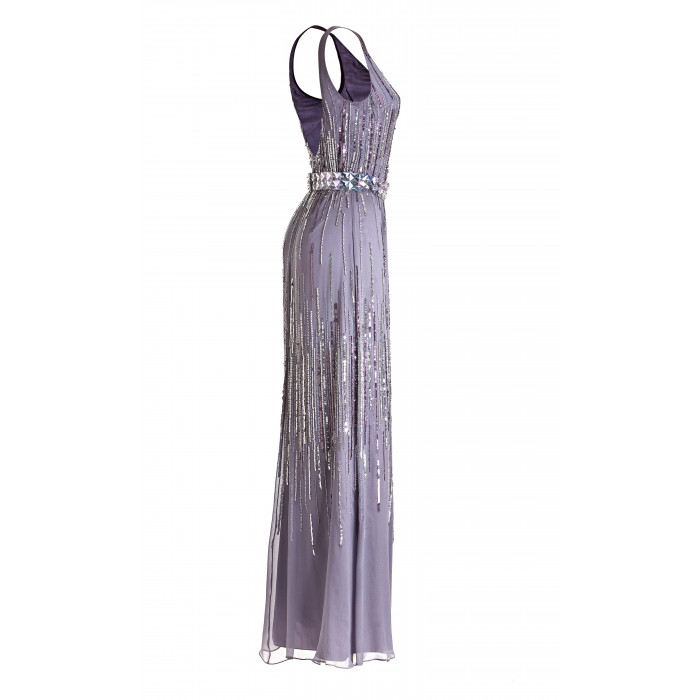 Elegante Abendrobe mit Pailletten in Violett