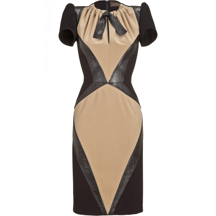 Etuikleid mit Kunstledereinsätzen 