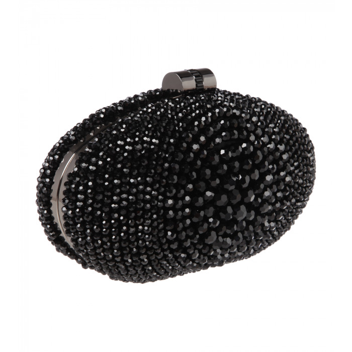Clutch mit glänzenden Perlen in Schwarz